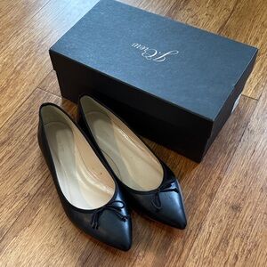 J. Crew Black Leather Flats with Bow Detail